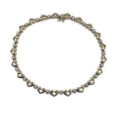14K Yellow and White Gold Diamond Open Heart Bracelet #23427