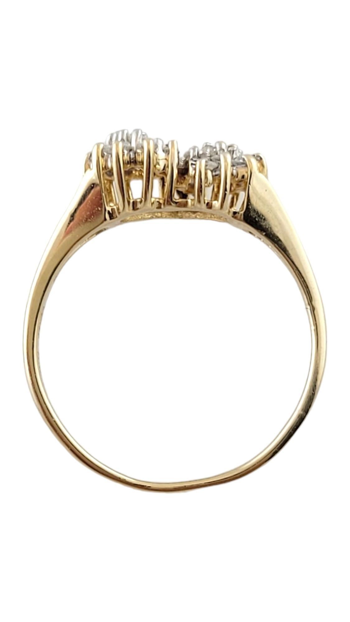 Bague cœur ouvert en or jaune et blanc 14 carats taille 7,75 n°18158 Bon état - En vente à Washington Depot, CT