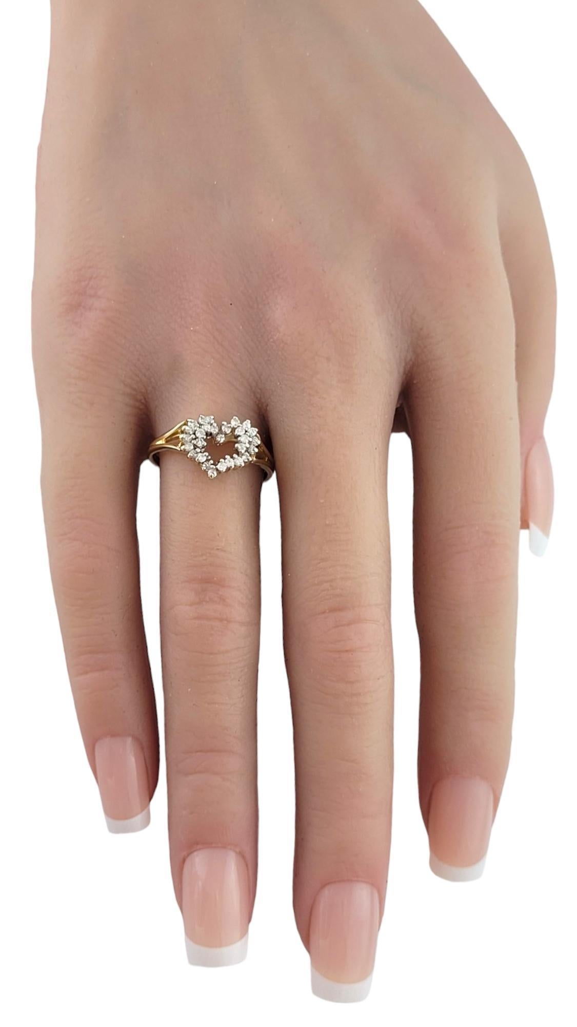 Bague cœur ouvert en or jaune et blanc 14 carats taille 7,75 n°18158 en vente 1