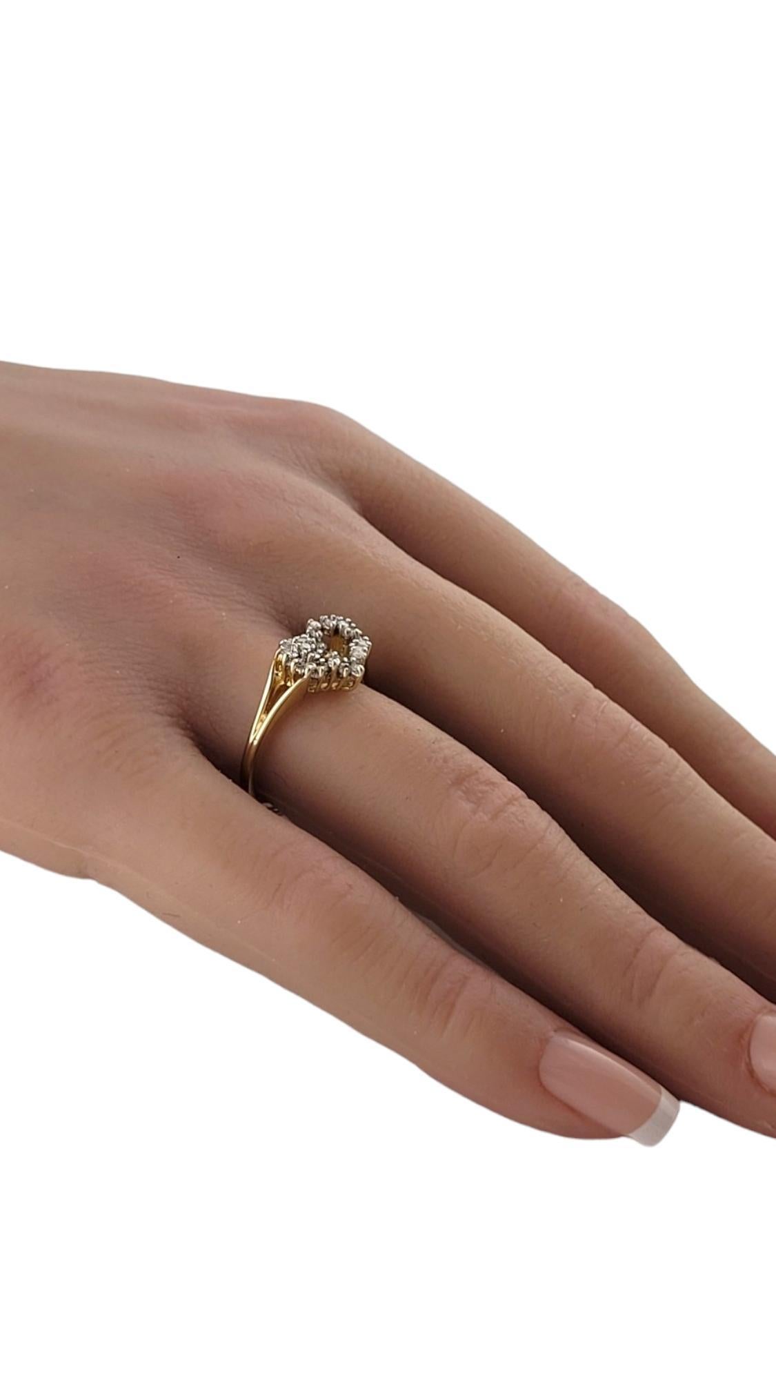 Bague cœur ouvert en or jaune et blanc 14 carats taille 7,75 n°18158 en vente 2