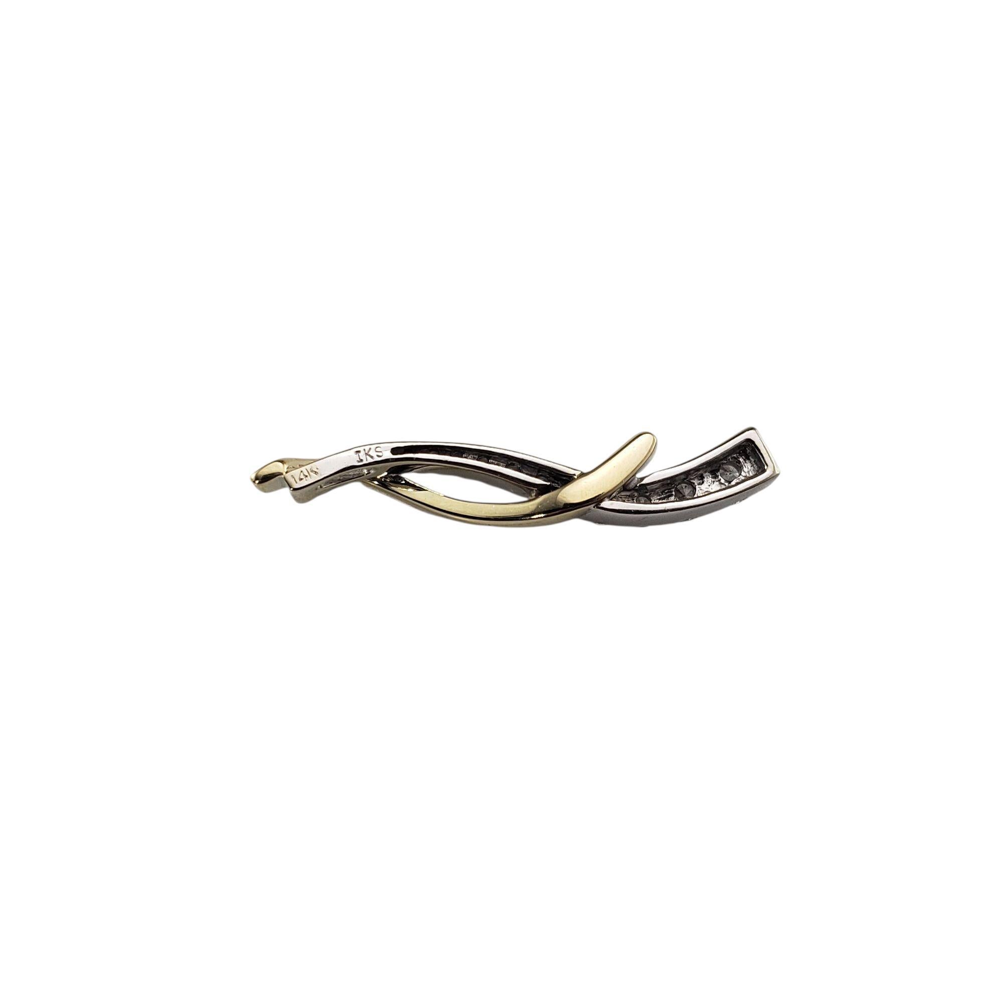 Taille brillant Pendentif diamant en or jaune et blanc 14K #23150 en vente