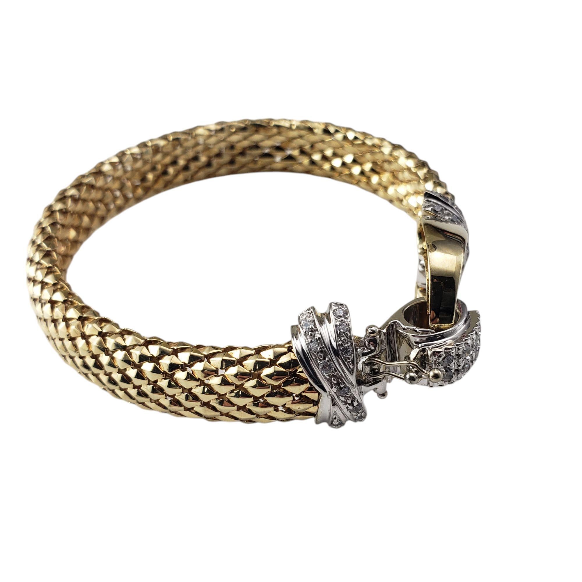 Contemporary 14K Yellow and White Gold Diamond Popcorn Buckle Bracelet #20953 For Sale