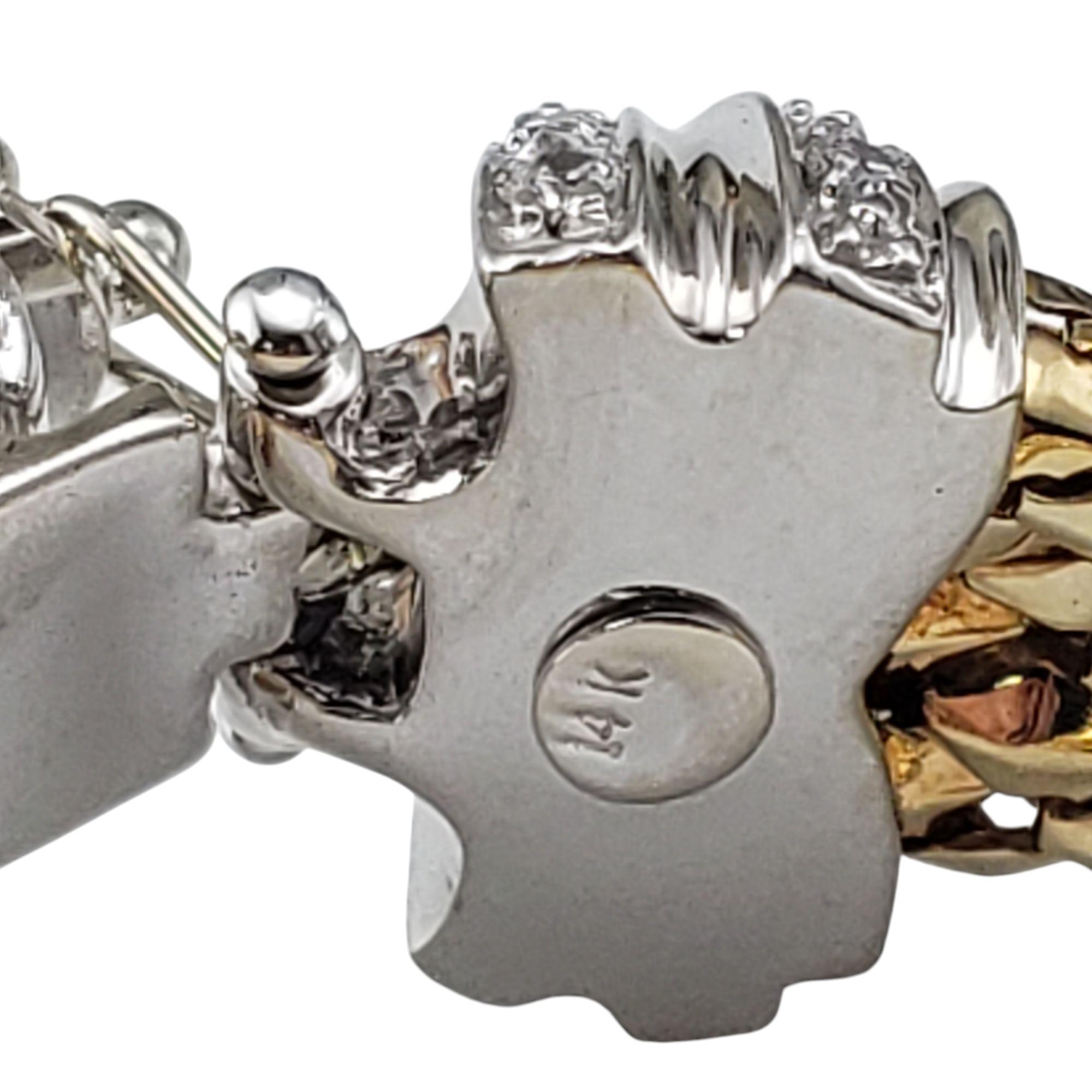 14K Yellow and White Gold Diamond Popcorn Buckle Bracelet #20953 In Good Condition For Sale In Washington Depot, CT