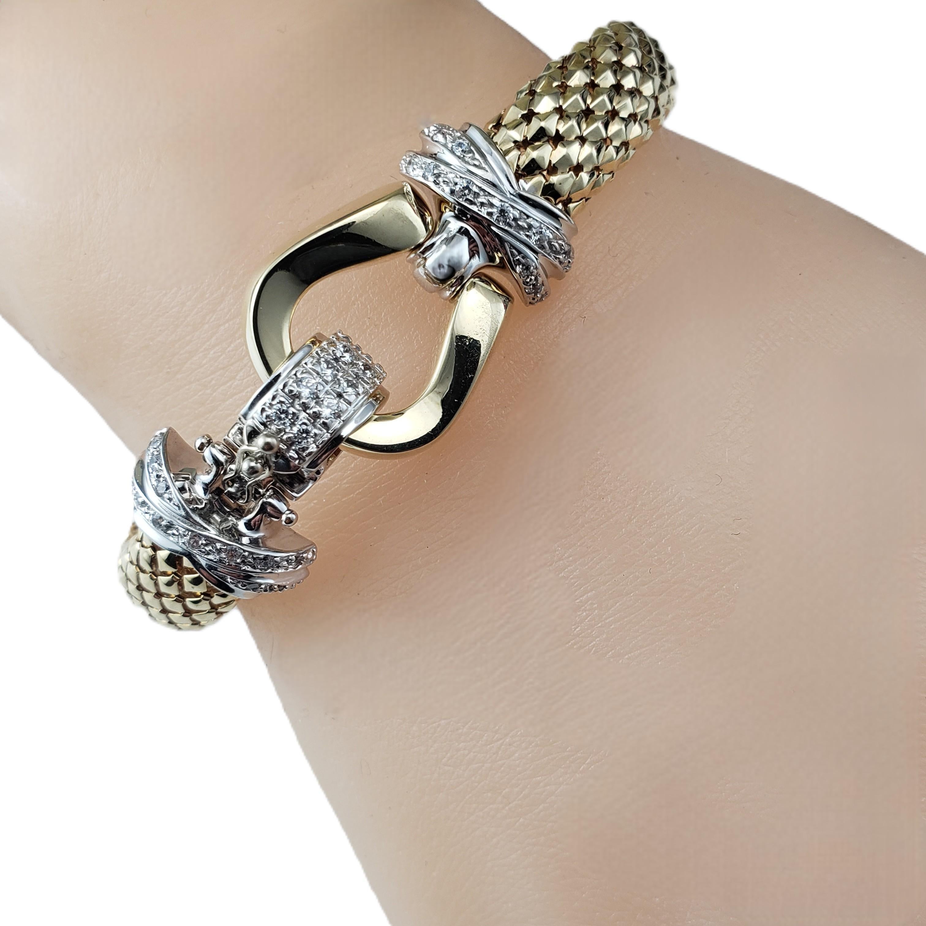 14K Yellow and White Gold Diamond Popcorn Buckle Bracelet #20953 For Sale 1