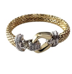 Bracciale con fibbia Popcorn in oro giallo e bianco 14K con diamanti #20953