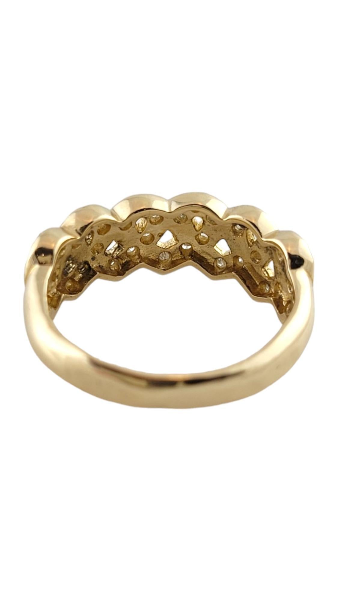 Single Cut 14K Yellow and White Gold Diamond Ribbons Ring Size 6 #18160 For Sale