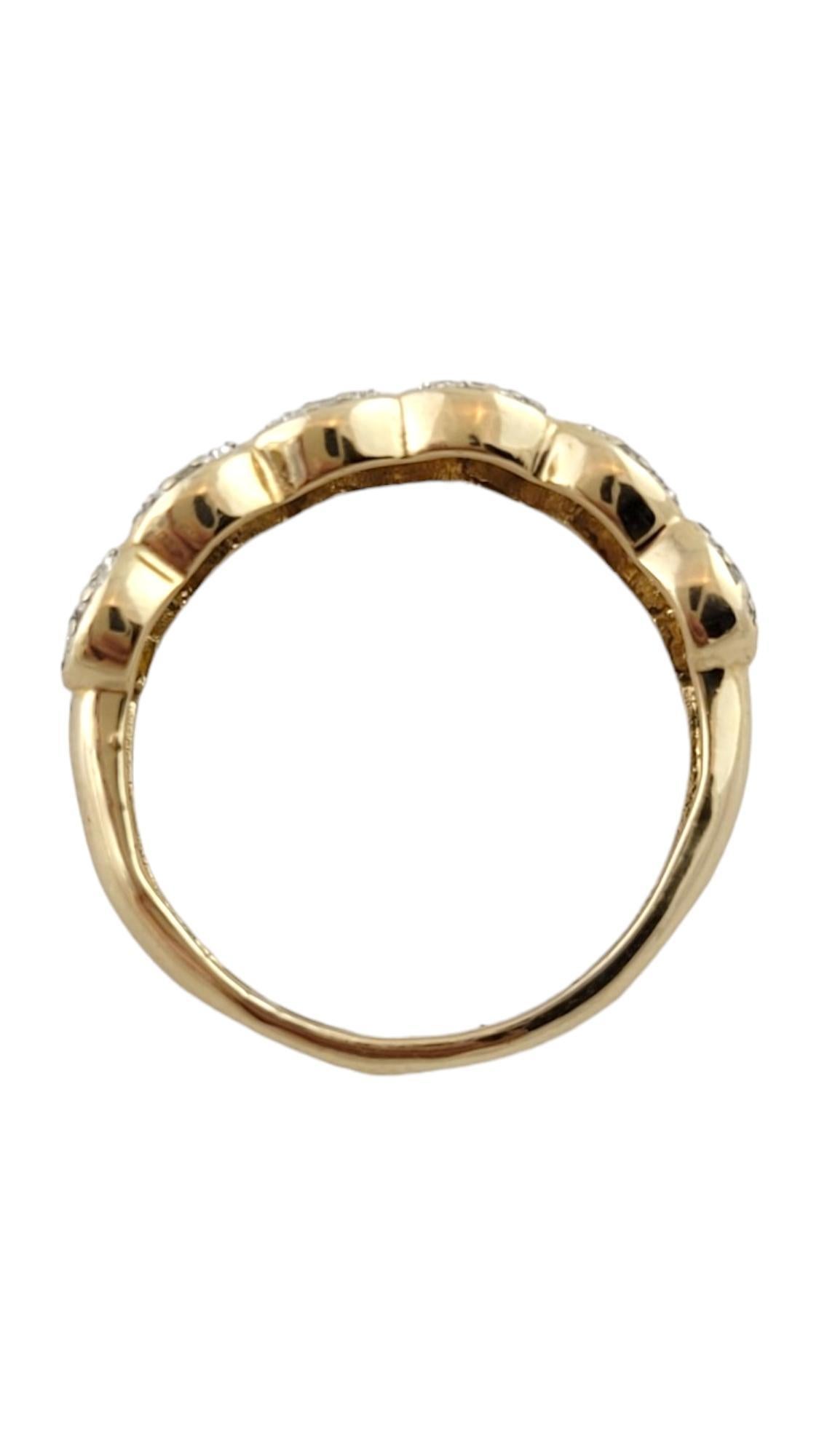 14K Yellow and White Gold Diamond Ribbons Ring Size 6 #18160 In Good Condition For Sale In Washington Depot, CT