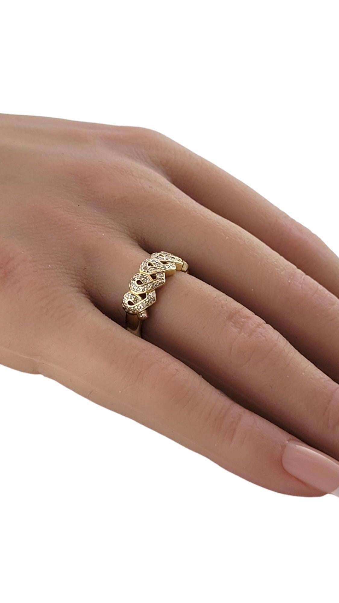 14K Yellow and White Gold Diamond Ribbons Ring Size 6 #18160 For Sale 1