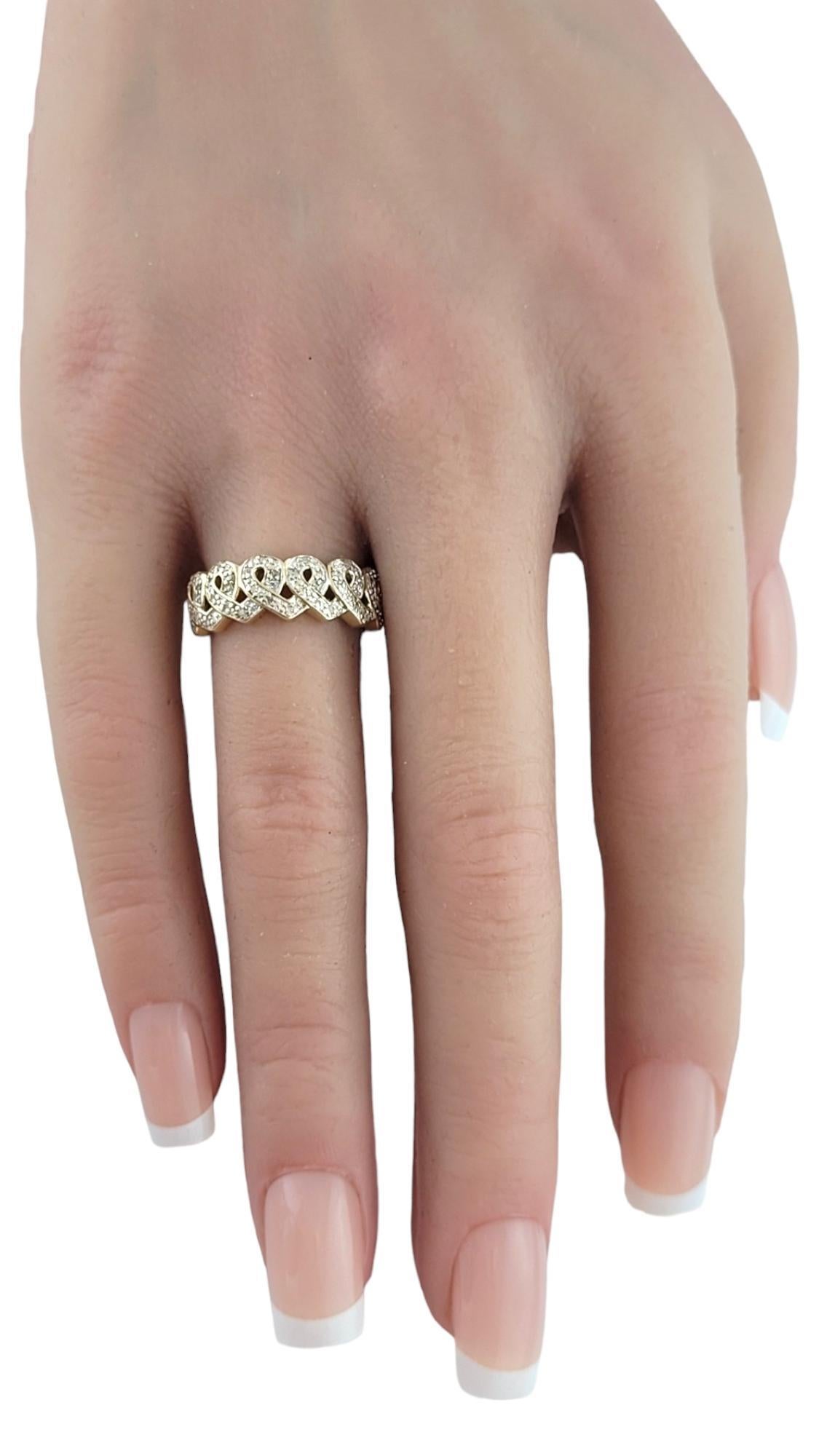 14K Yellow and White Gold Diamond Ribbons Ring Size 6 #18160 For Sale 2