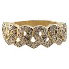 14K Gelb und Weißgold Diamant Bänder Ring Größe 6 #18160