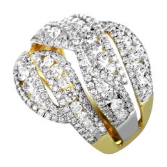 14 Karat Yellow and White Gold Diamond Split Ring