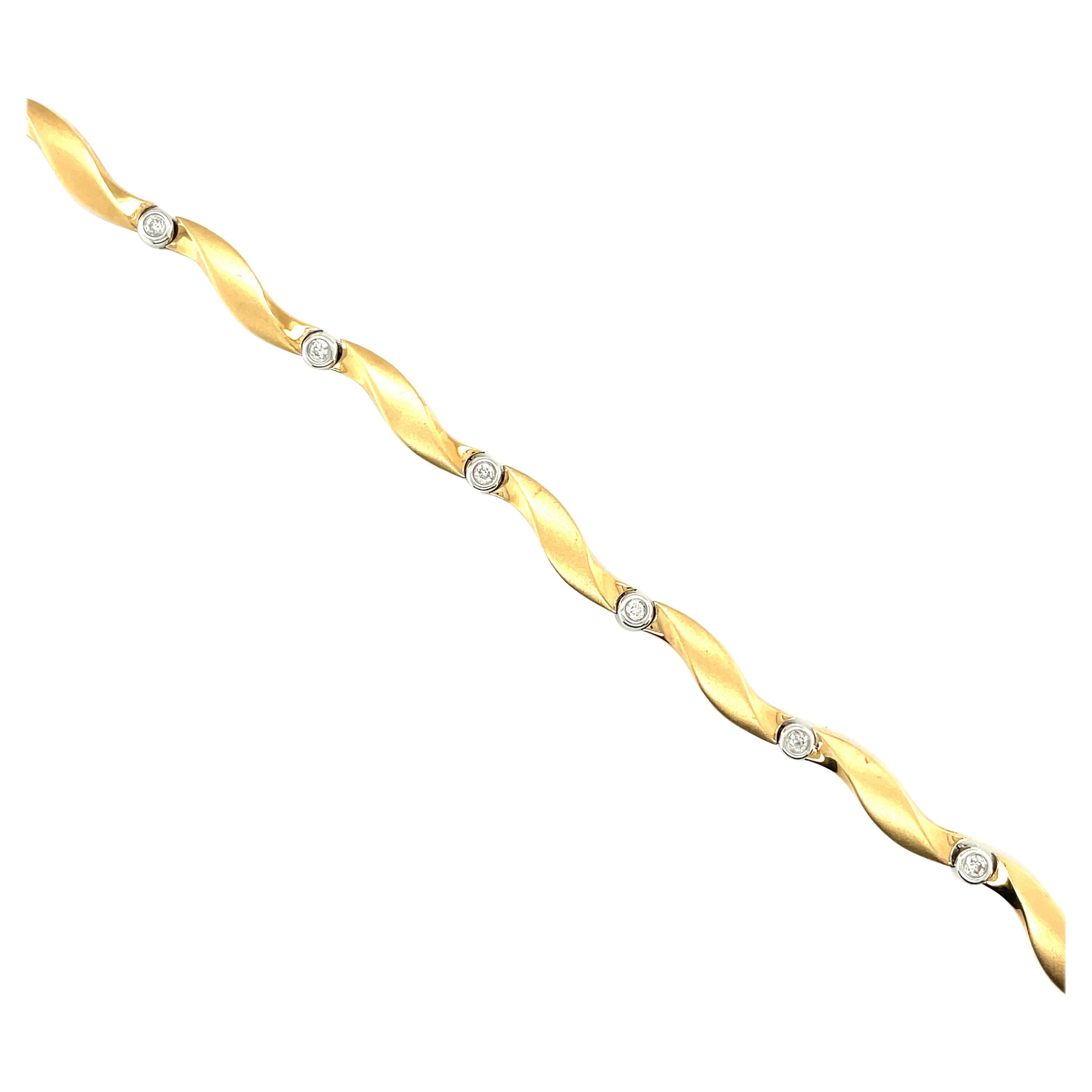 14K Yellow and White Gold Diamond Twist Necklace For Sale