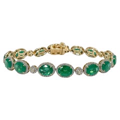 14K Yellow and White Gold Emerald and Diamond Bracelet
