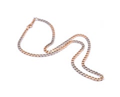 14 Karat Yellow and White Gold Flat Cuban Link Chain