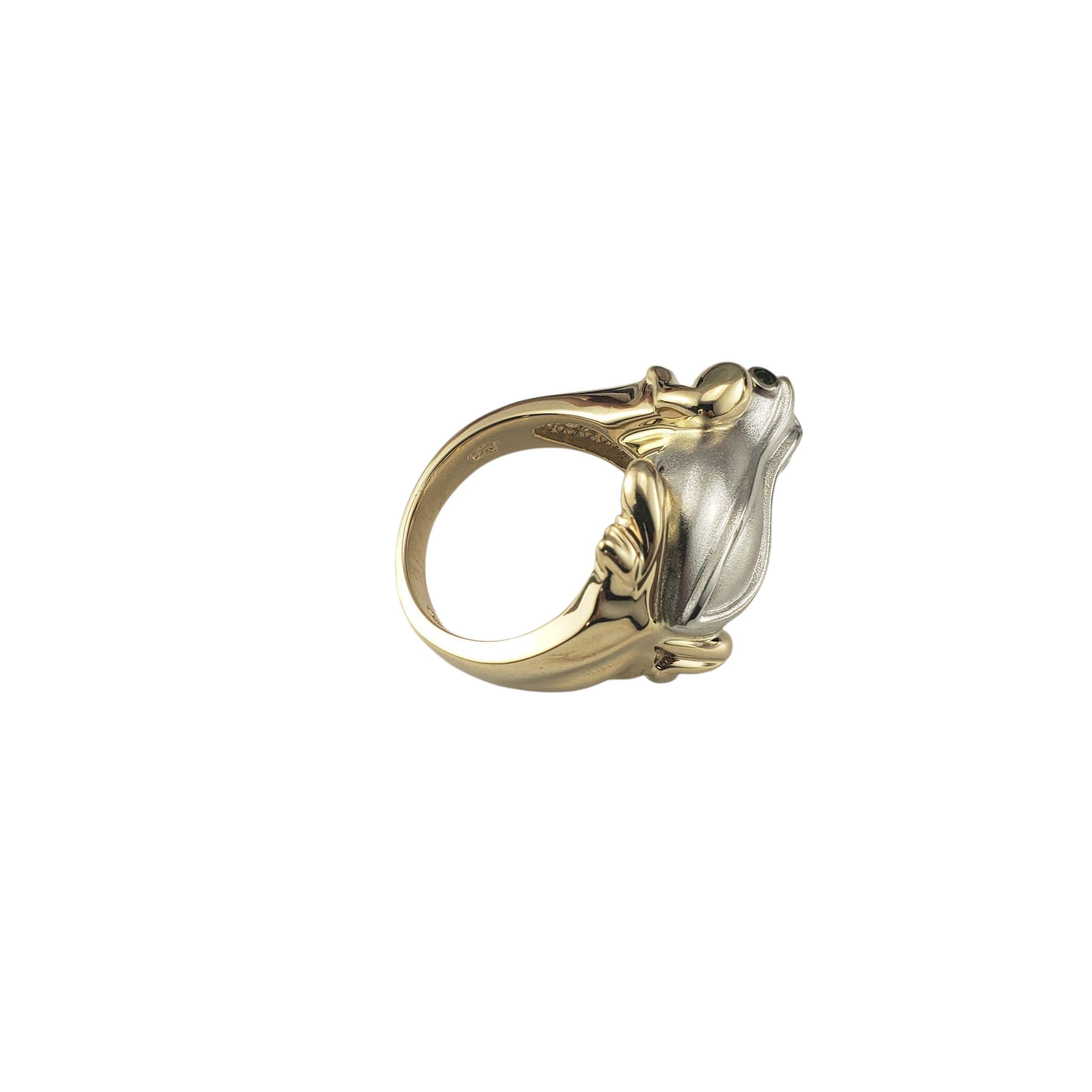 Contemporain Bague grenouille en or jaune et blanc 14K Taille 7.25-7.5 #23409 en vente