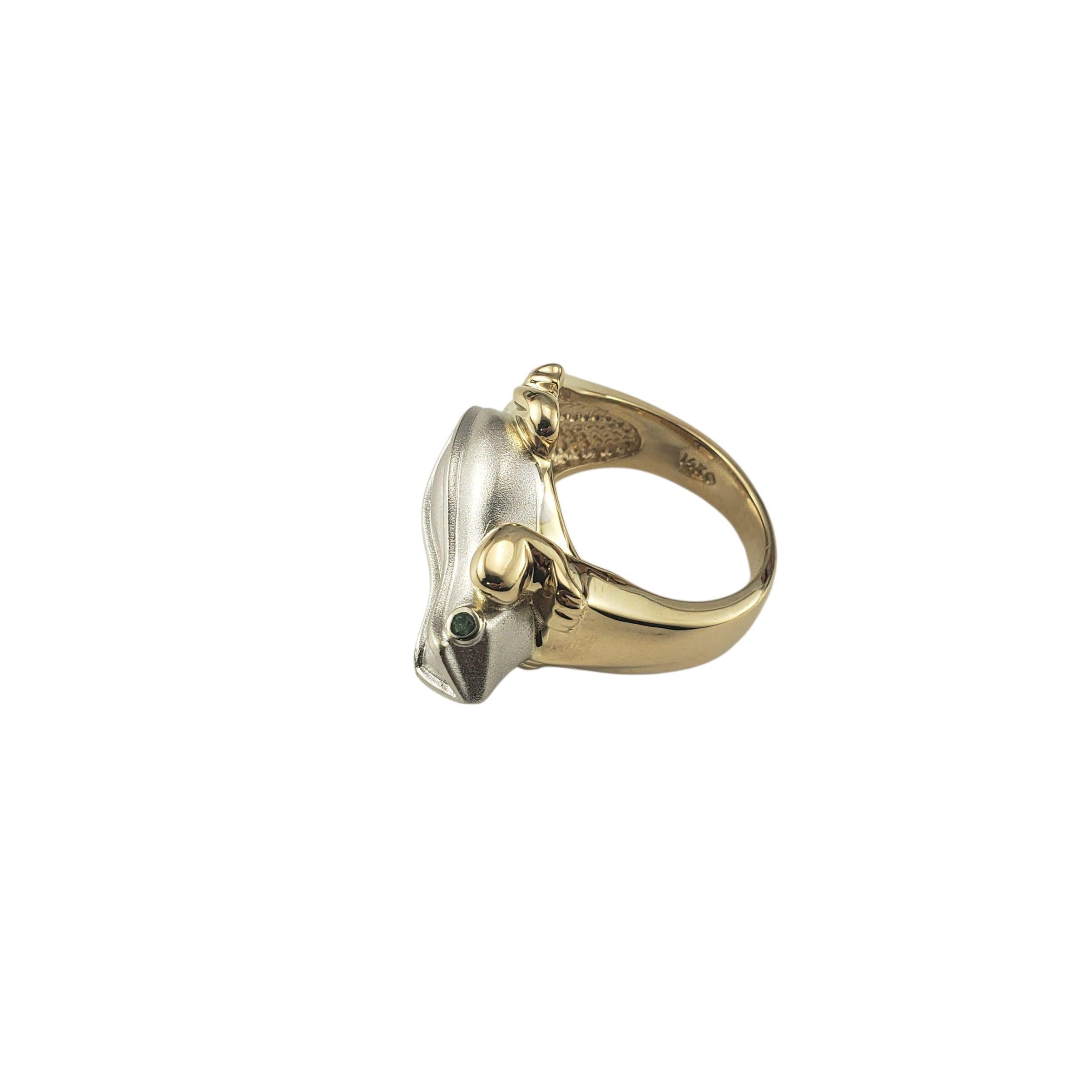 Bague grenouille en or jaune et blanc 14K Taille 7.25-7.5 #23409 Bon état - En vente à Washington Depot, CT