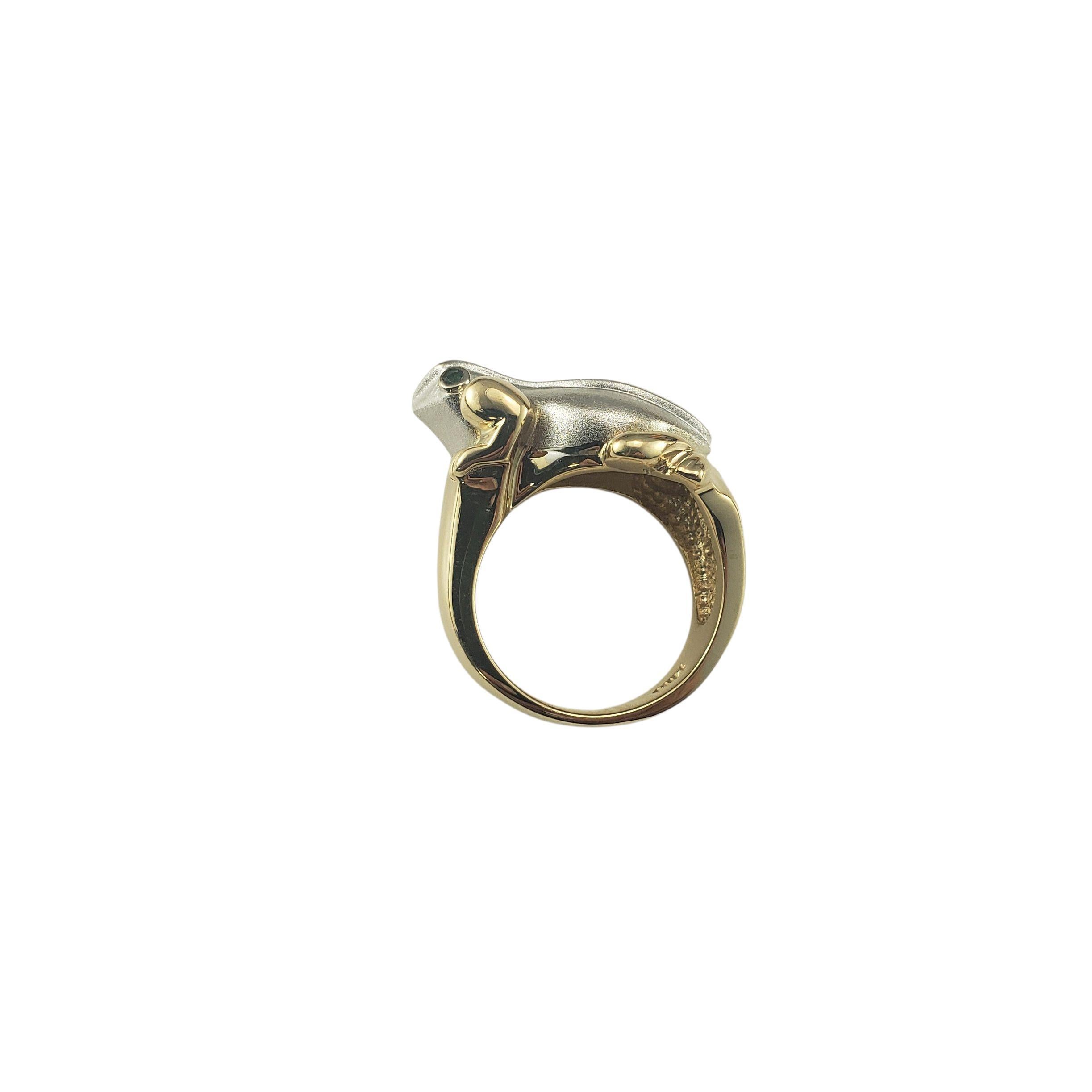 Bague grenouille en or jaune et blanc 14K Taille 7.25-7.5 #23409 Pour femmes en vente