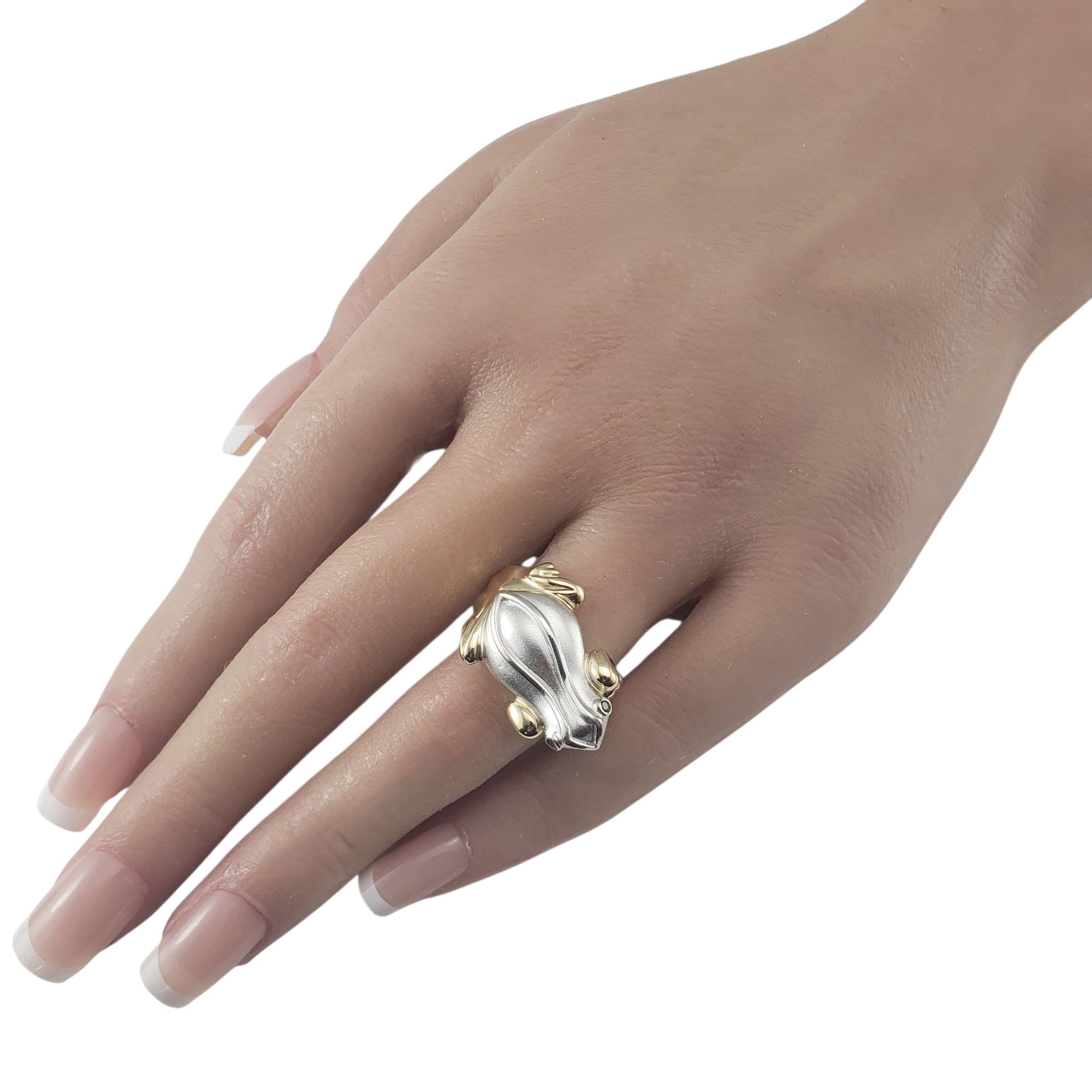 Bague grenouille en or jaune et blanc 14K Taille 7.25-7.5 #23409 en vente 2
