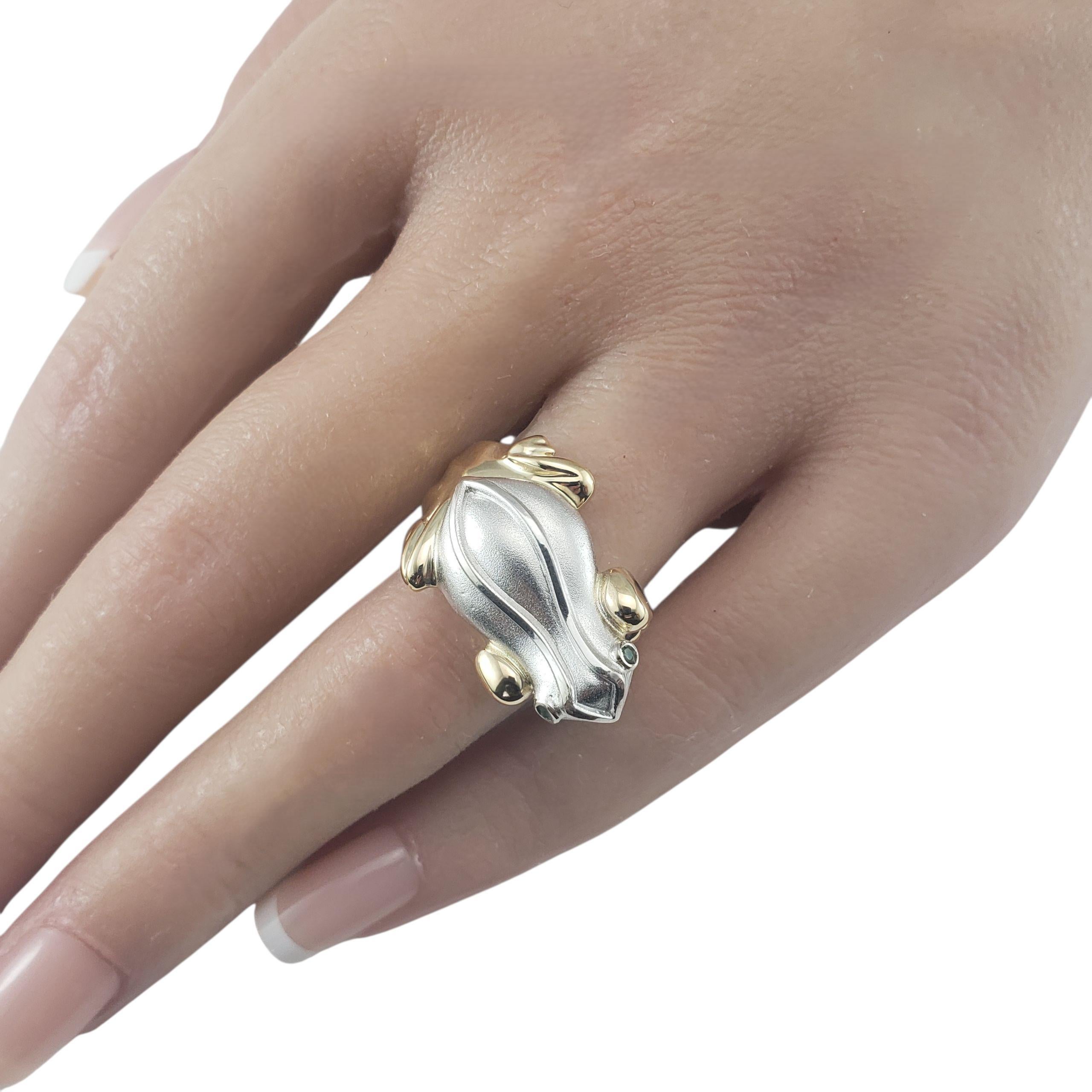 Bague grenouille en or jaune et blanc 14K Taille 7.25-7.5 #23409 en vente 3