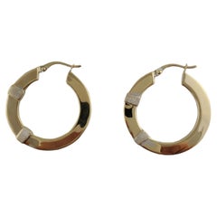 Vintage 14K Yellow and White Gold Hoop Earrings