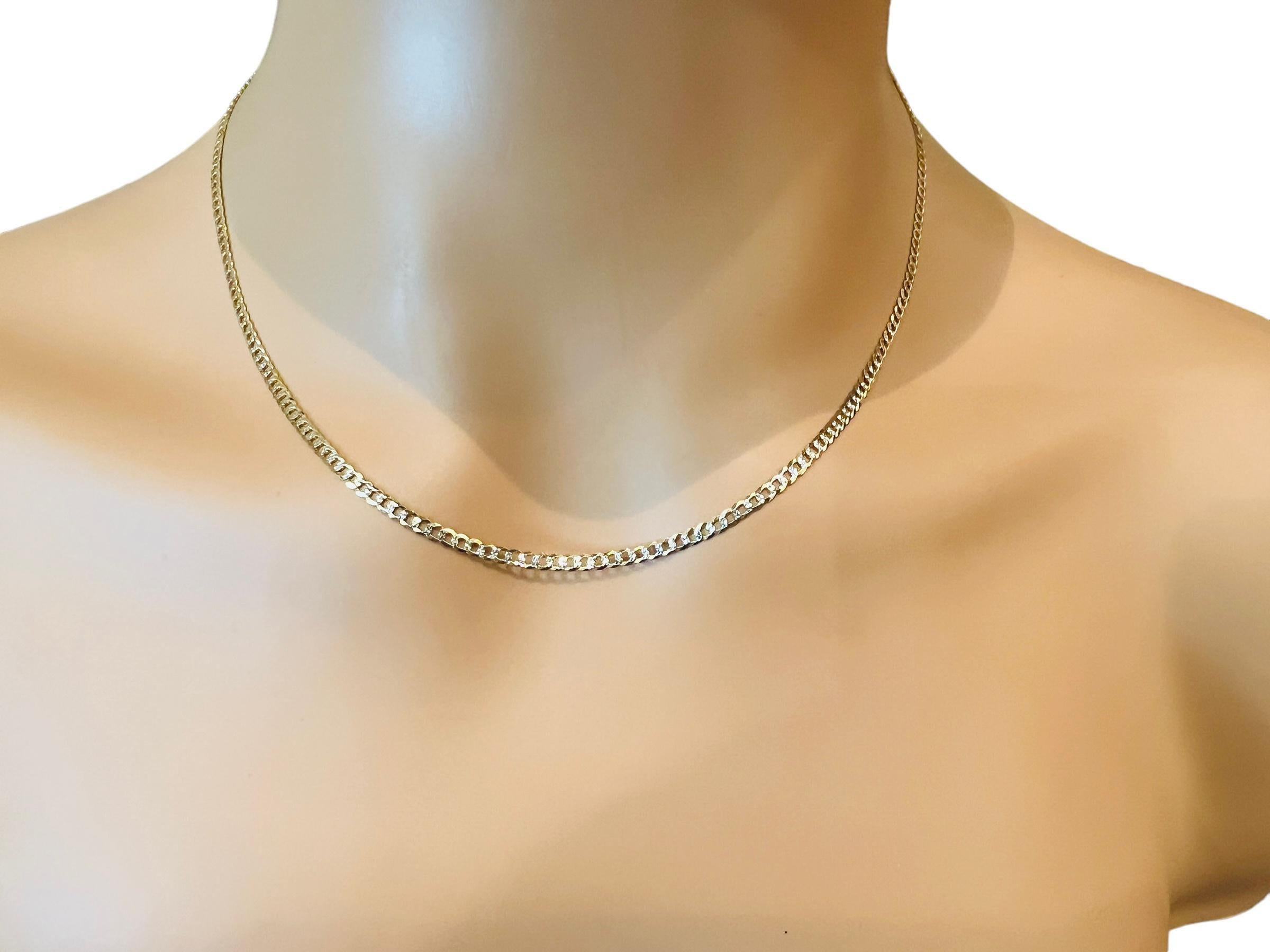 14K Yellow and White Gold Interlocking Link Necklace 18
