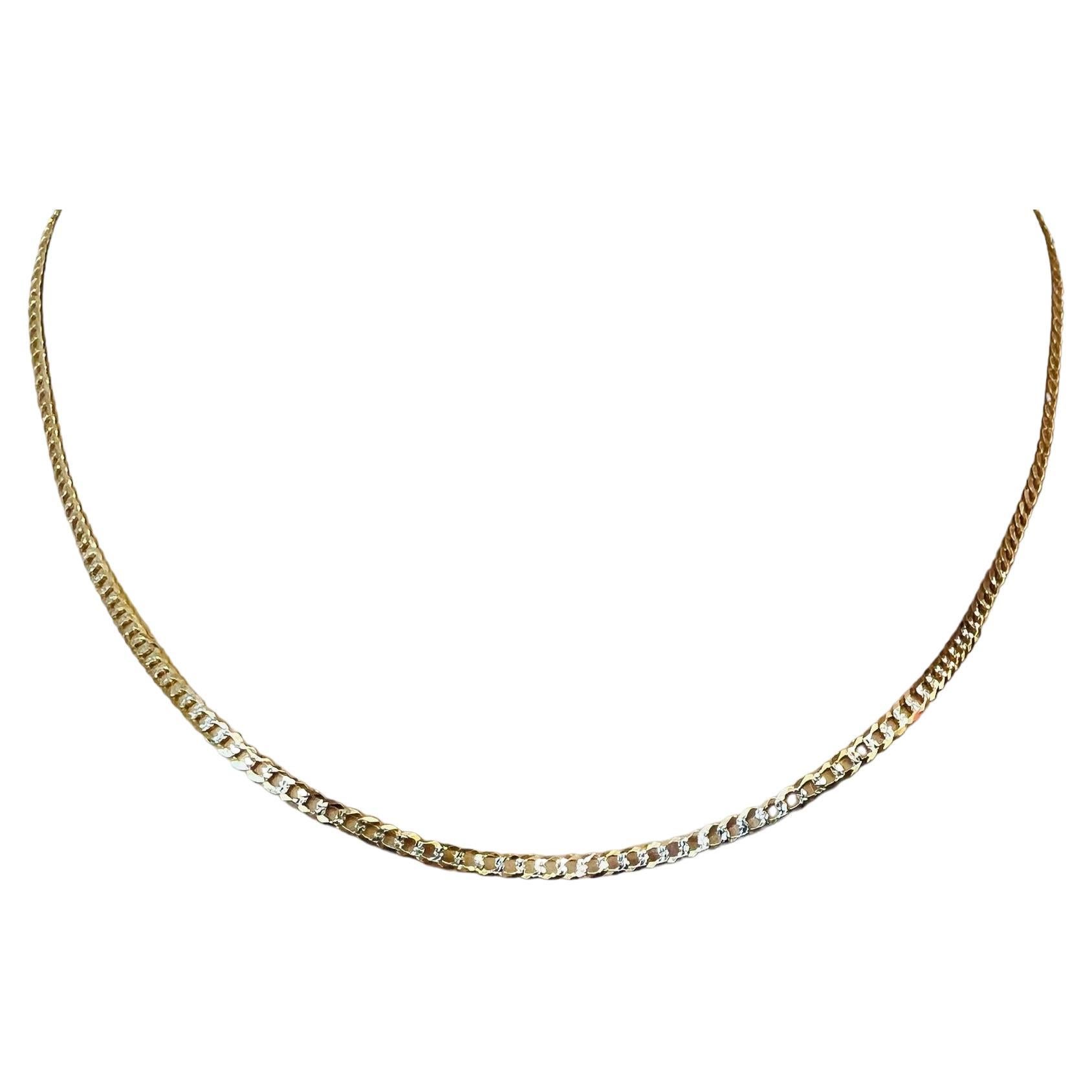 14K Gelb und Weißgold Interlocking Link Halskette 18" #15561