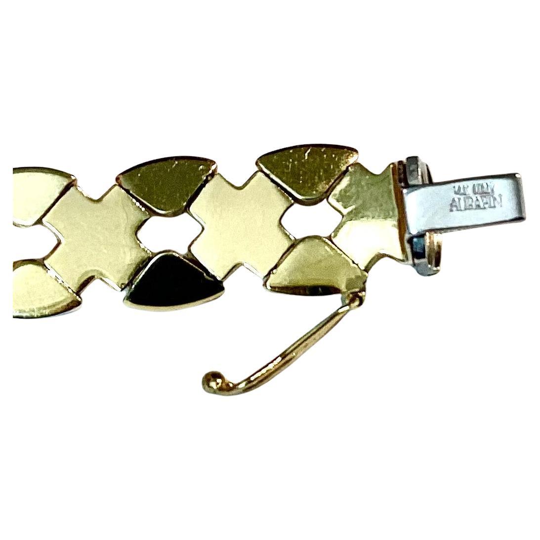 Moderne Bracelet AURAFIN italien en or jaune et blanc 14K en vente