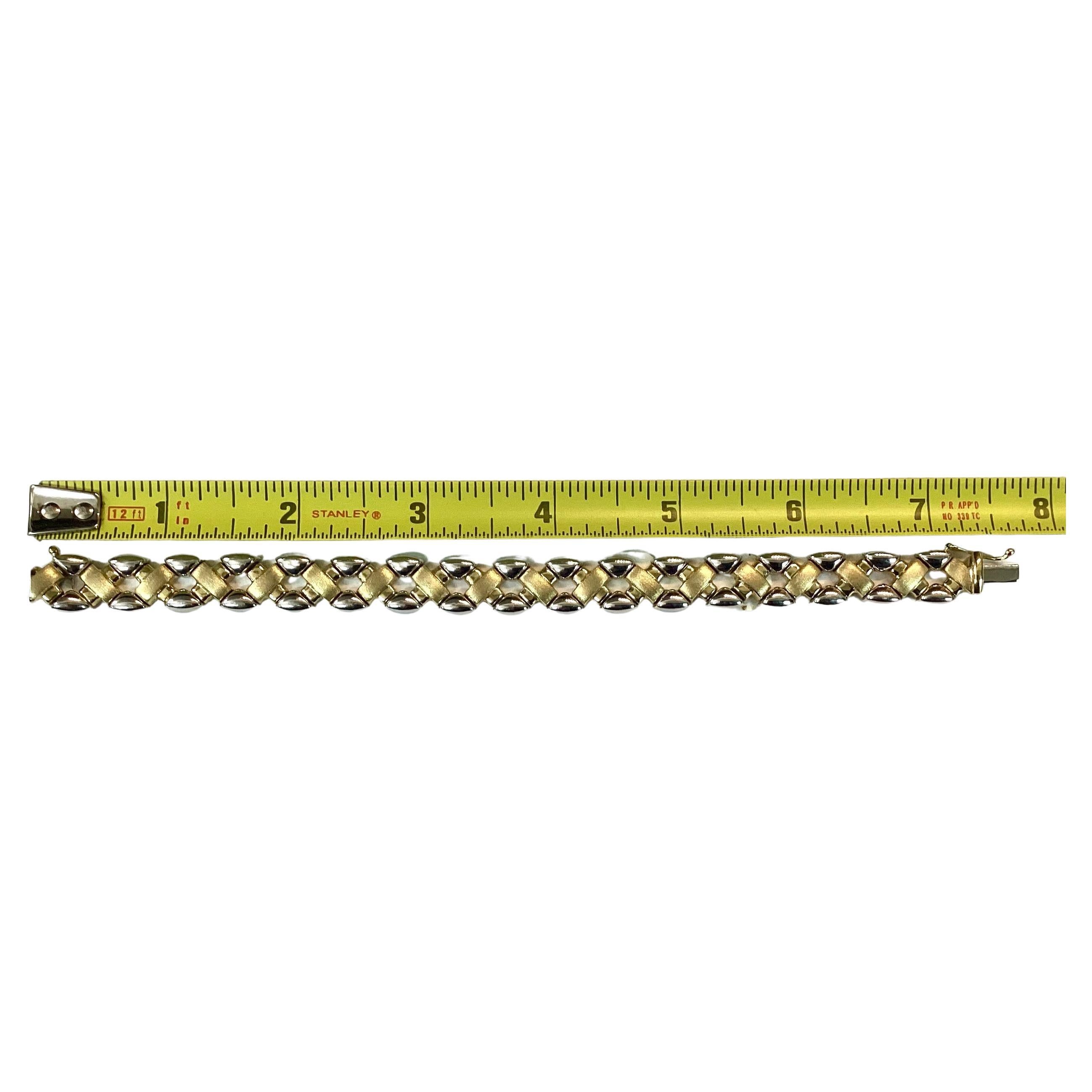 Bracelet AURAFIN italien en or jaune et blanc 14K Bon état - En vente à Bradenton, FL