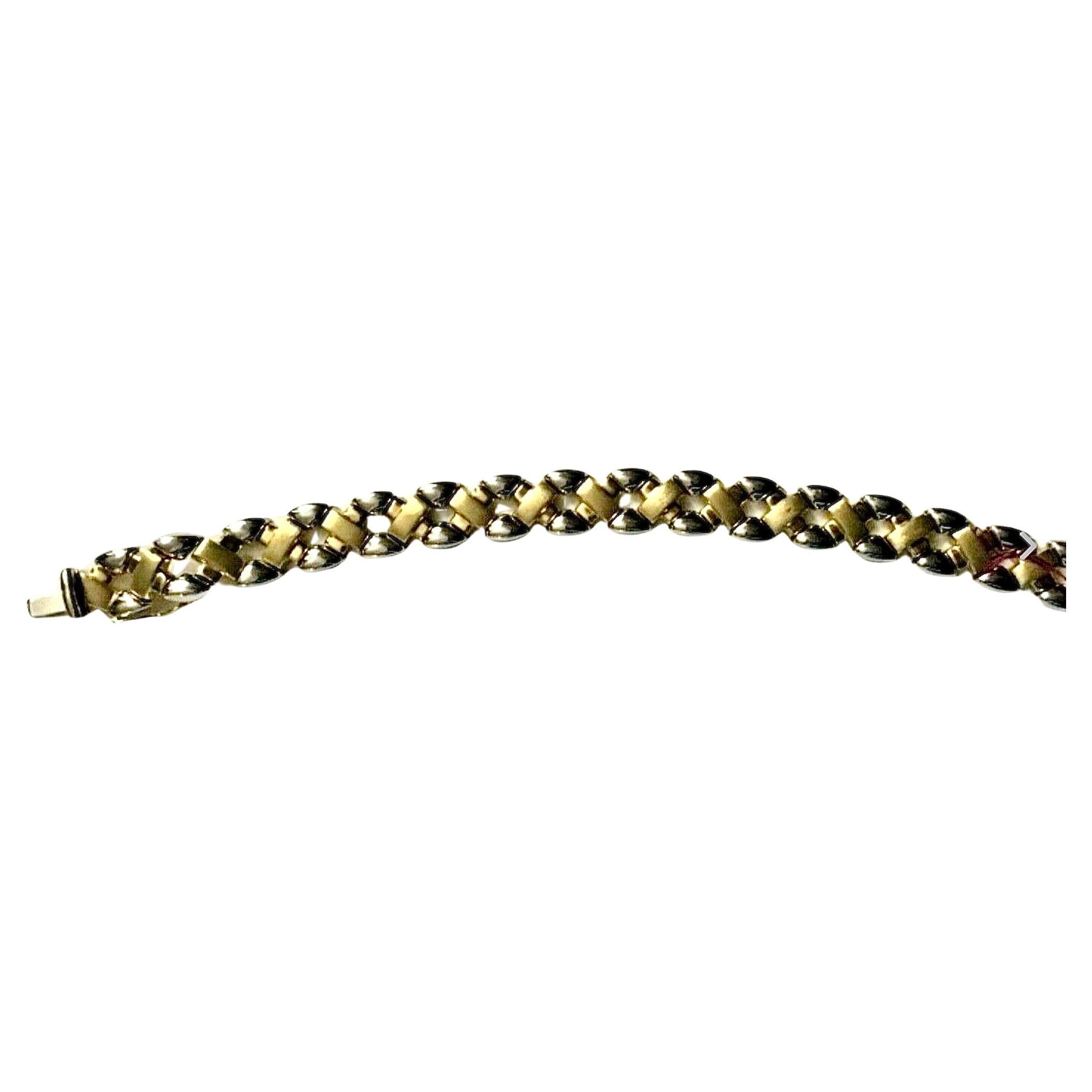 Bracelet AURAFIN italien en or jaune et blanc 14K Unisexe en vente