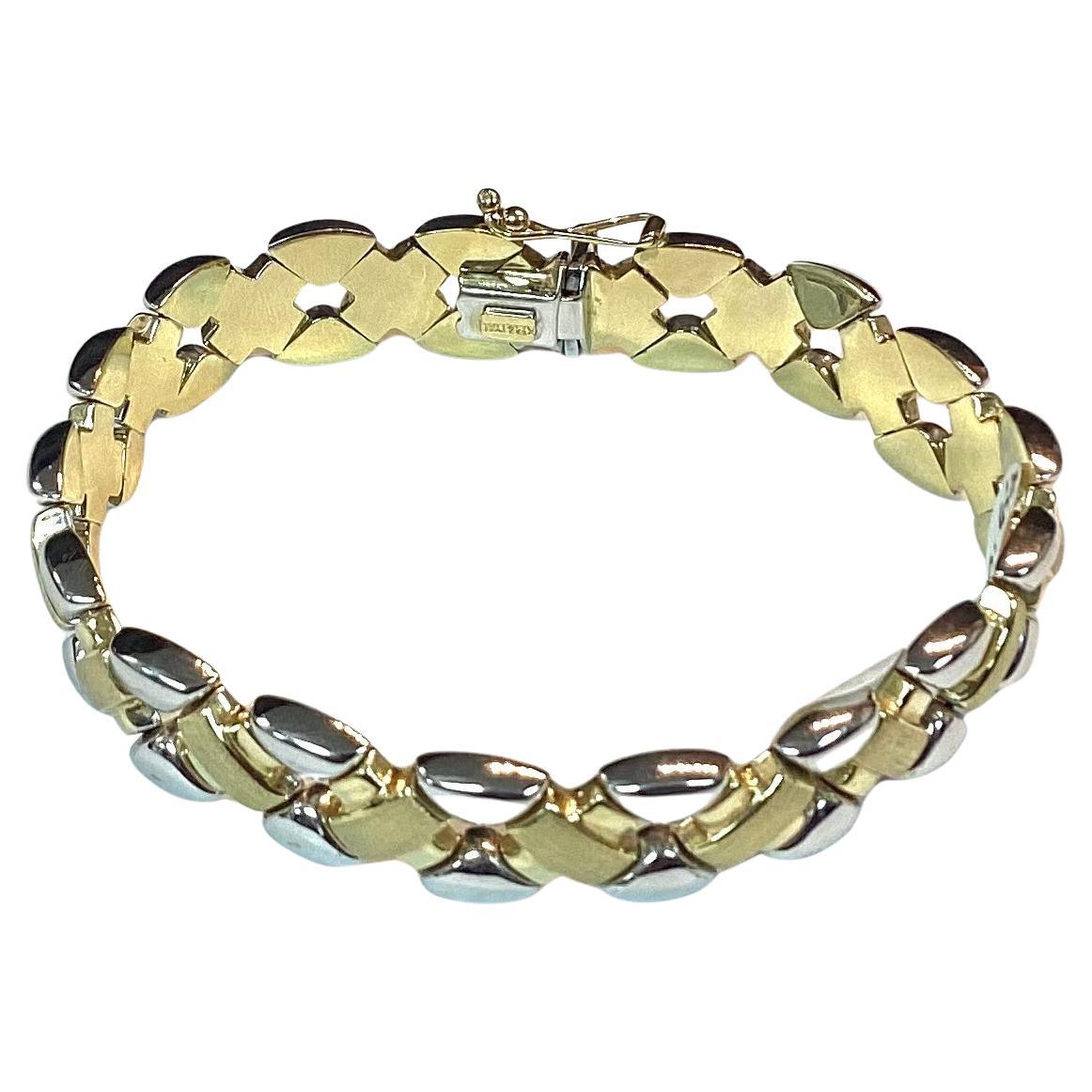 Bracelet AURAFIN italien en or jaune et blanc 14K