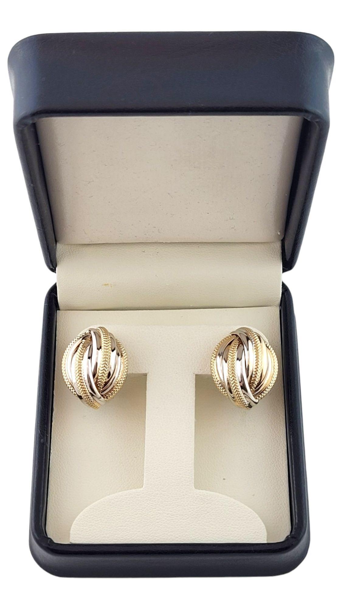 14K Yellow and White Gold Knot Earrings #14964 3