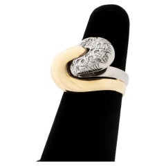 Modern Two-Tone 14K Yellow and White Gold Diamond Ring