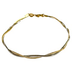 14k Yellow and White Gold Narrow Omega Style Bracelet