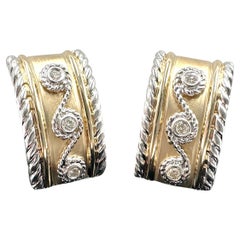 14k Yellow and White Gold Natural Diamond Earrings 0.36TCW