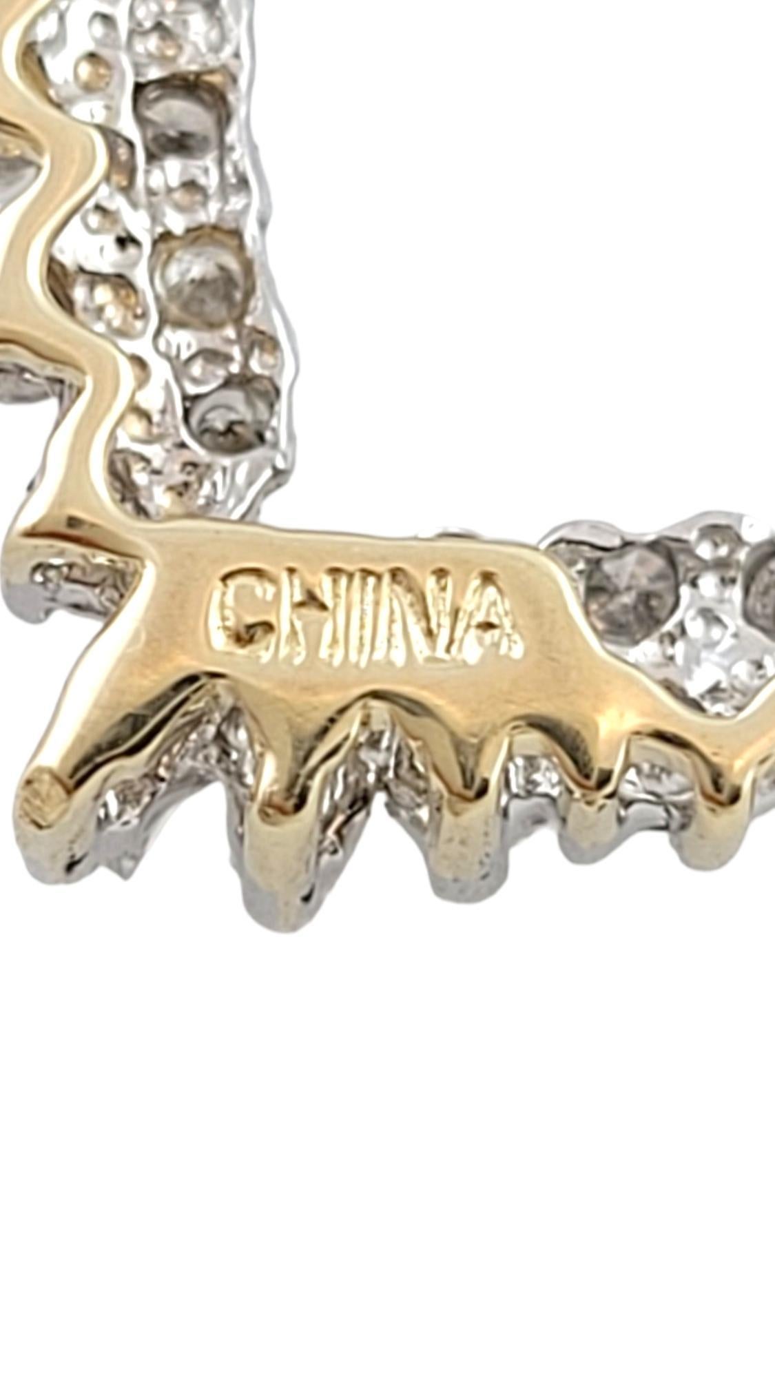 Pendentif cœur ouvert en or jaune et blanc 14 carats n° 18164 Pour femmes en vente