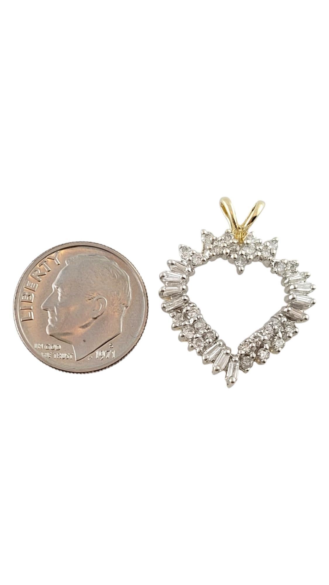 Pendentif cœur ouvert en or jaune et blanc 14 carats n° 18164 en vente 1