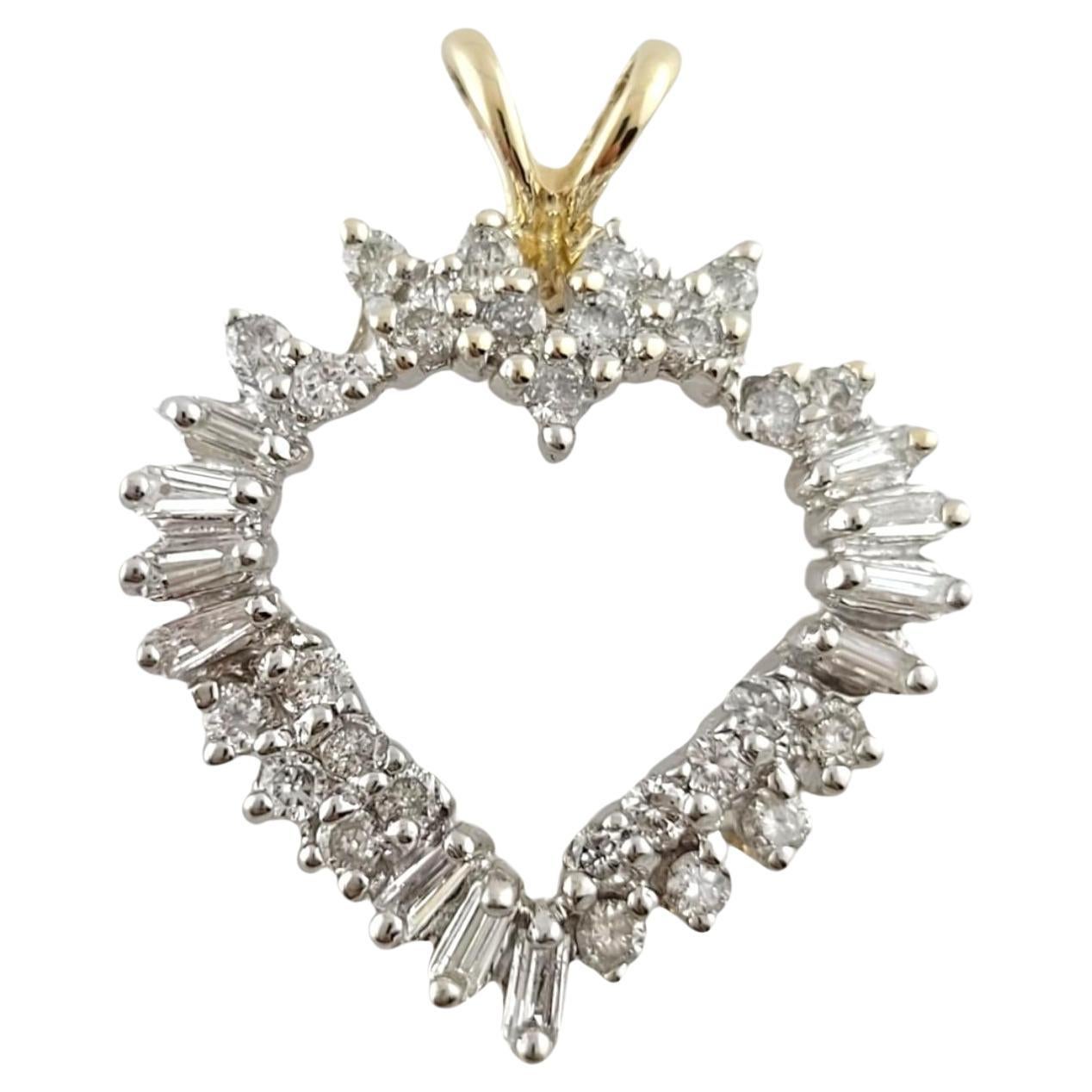 Pendentif cœur ouvert en or jaune et blanc 14 carats n° 18164 en vente