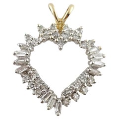 14K Yellow and White Gold Open Diamond Heart Pendant #18164