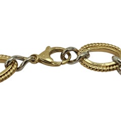 14K Yellow and White Gold Oval Cable Link Necklace 16" #25739