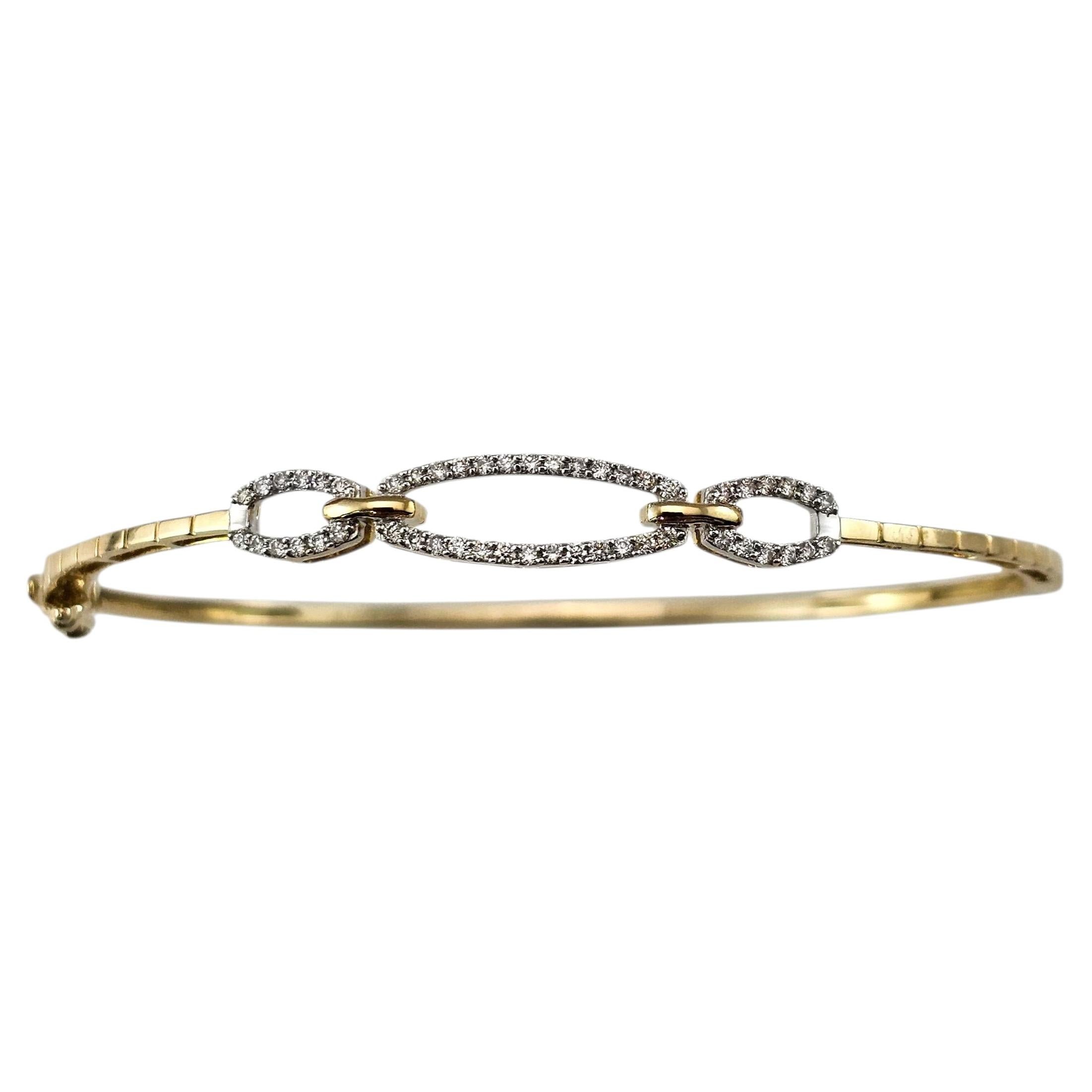 14K Yellow and White Gold Oval Diamond Bangle Bracelet #24363