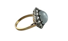 14K Yellow and White Gold Star Sapphire White Sapphire Halo Ring #19701