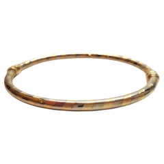14K Yellow And White Gold Striped Bangle Bracelet #17320