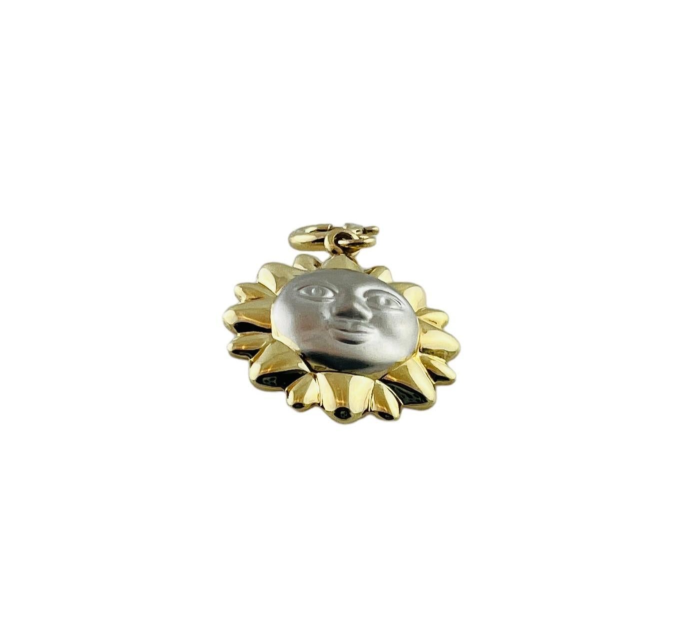 Women's 14K Yellow and White Gold Sun Face Charm #15549 For Sale