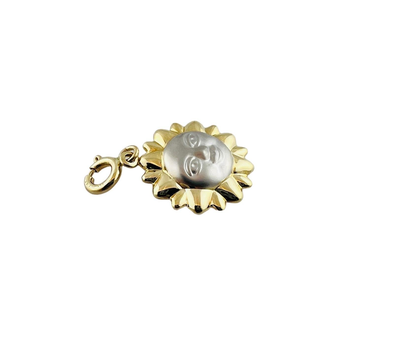 14K Yellow and White Gold Sun Face Charm #15549 For Sale 1