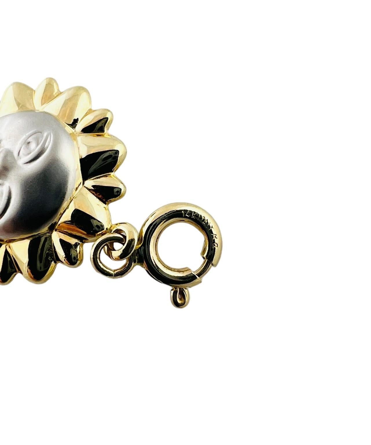 14K Yellow and White Gold Sun Face Charm #15549 For Sale 2