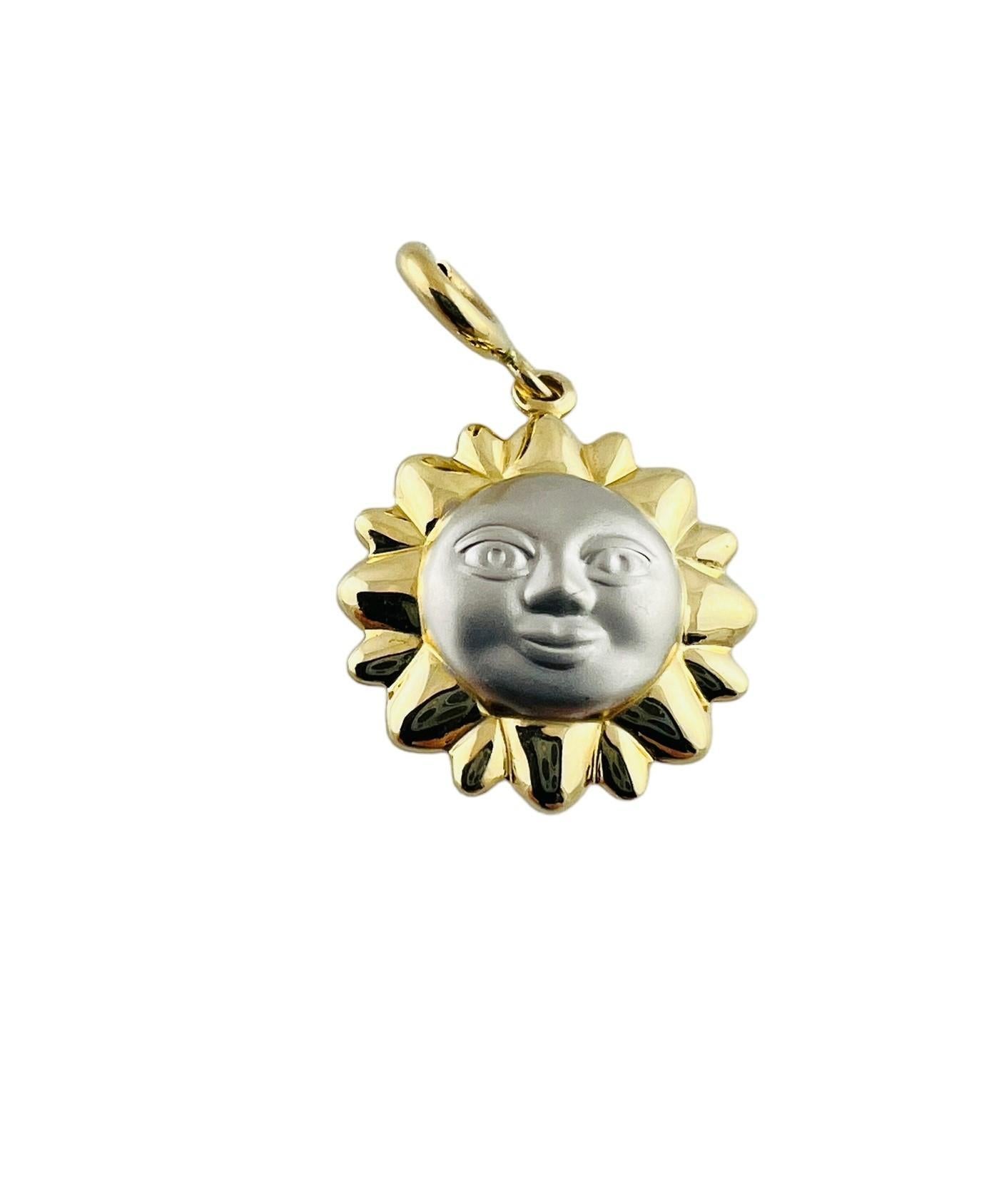 14K Yellow and White Gold Sun Face Charm #15549 For Sale 3