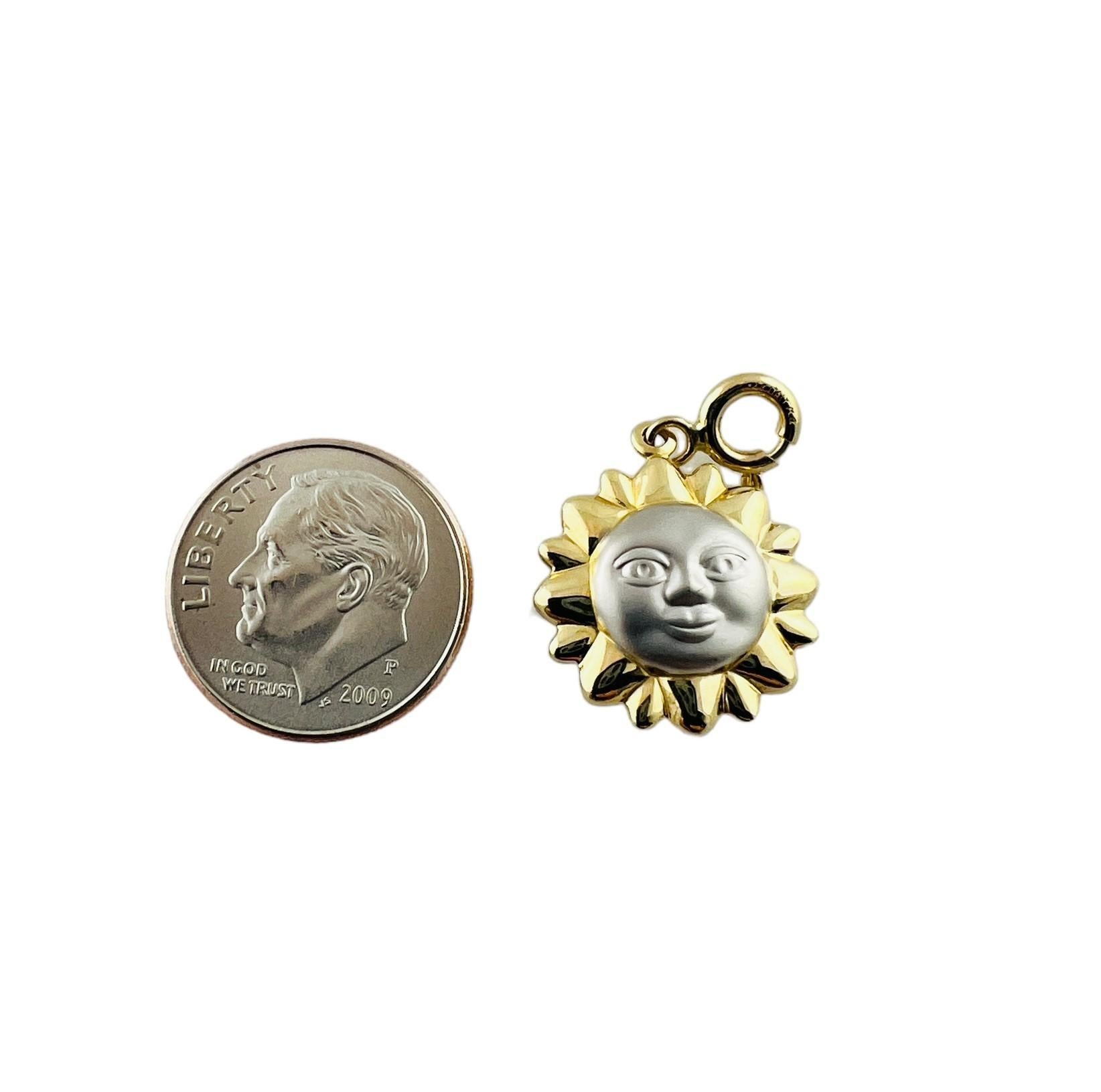 14K Yellow and White Gold Sun Face Charm #15549 For Sale 4