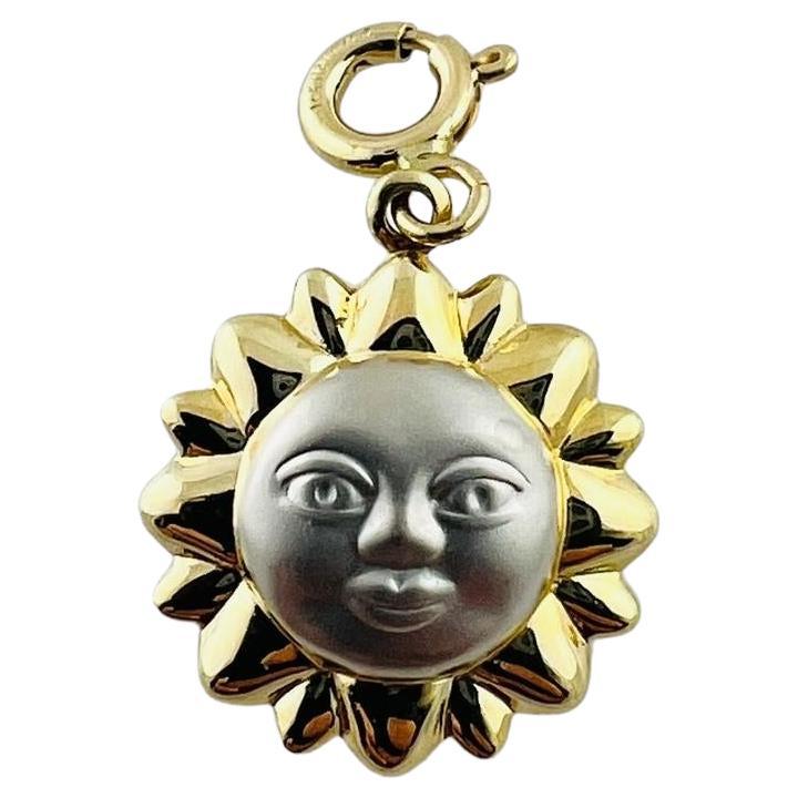 14K Yellow and White Gold Sun Face Charm #15549 For Sale