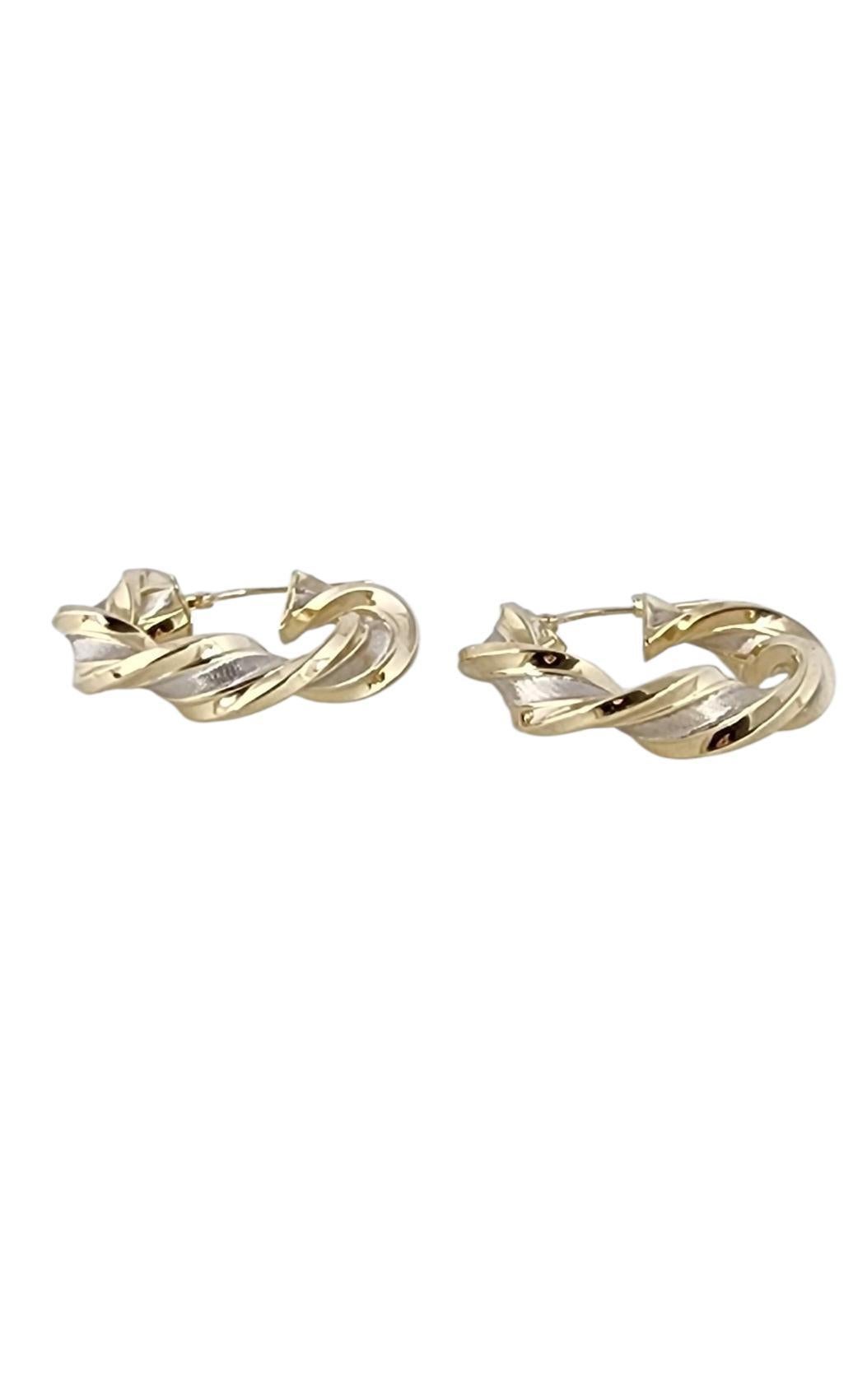 Orecchini a cerchio a tortiglione in oro giallo e bianco 14K

Questi splendidi orecchini bicolore in oro 14K sono il perfetto connubio tra tradizione e modernità, un ottimo punto fermo per ogni collezione.

Marchio di garanzia: 14K GCJ

Peso: 3,2g /