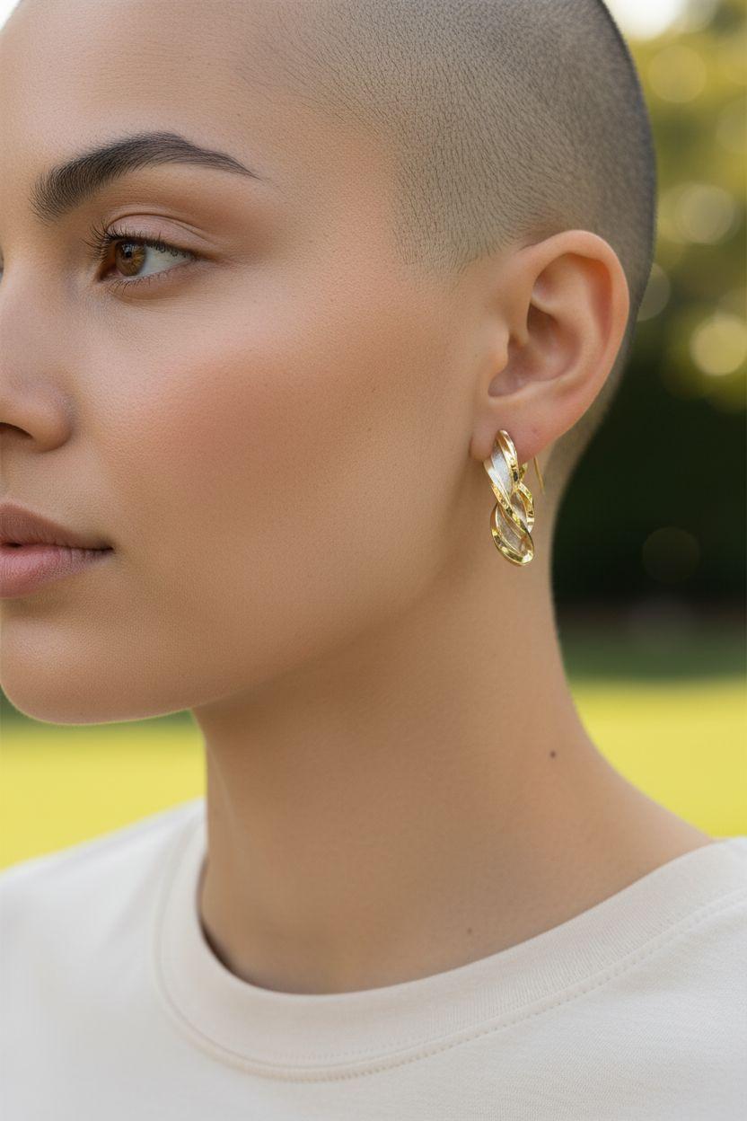 Orecchini a cerchio a tortiglione in oro giallo e bianco 14K #24007 in vendita 1